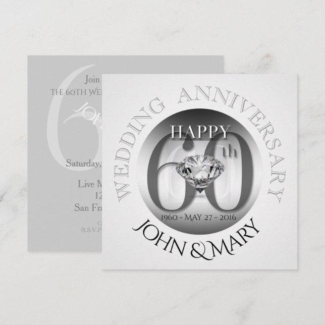 Diadmond 60th Wedding Anniversary S Invitation (Front/Back)