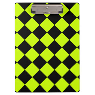 Diag Chequered - Black and Fluorescent Yellow Clipboard