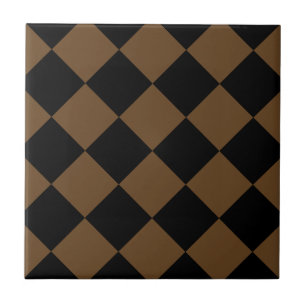 Diag Chequered Large - Black and Dark Brown Tile