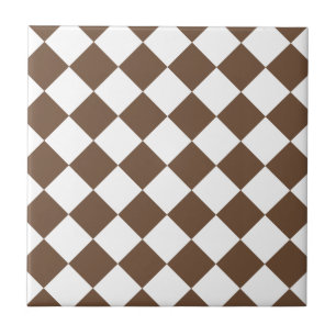 Diag Chequered - White and Coffee Tile