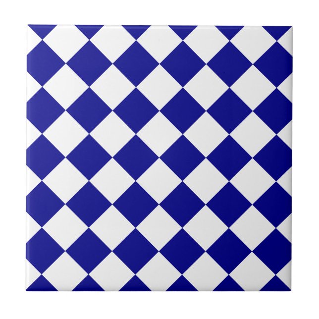 Diag Chequered - White and Dark Blue Tile (Front)