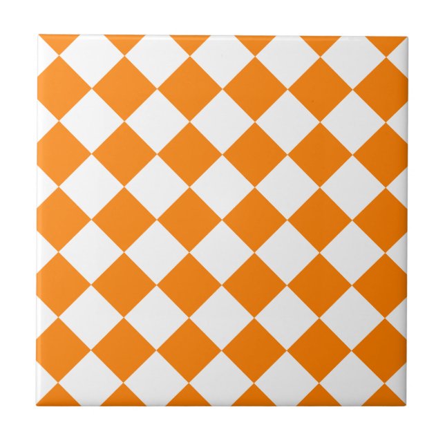 Diag Chequered - White and Orange Tile (Front)