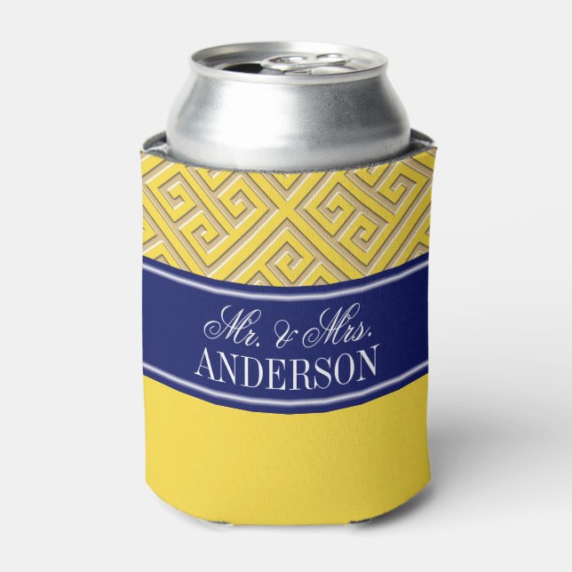 Diag Greek Key Gold CB Can Cooler (Can Front)