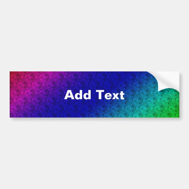 Diag Rainbow Gradient Floral Pattern Blue Green Bumper Sticker (Front)