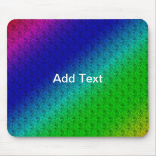 Diag Rainbow Gradient Floral Pattern Blue Green Mouse Mat