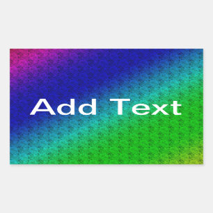 Diag Rainbow Gradient Floral Pattern Blue Green Rectangular Sticker