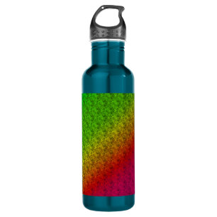 Diag Rainbow Gradient Floral Pattern Red Green 710 Ml Water Bottle