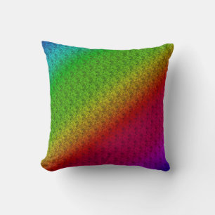 Diag Rainbow Gradient Floral Pattern Red Green Cushion