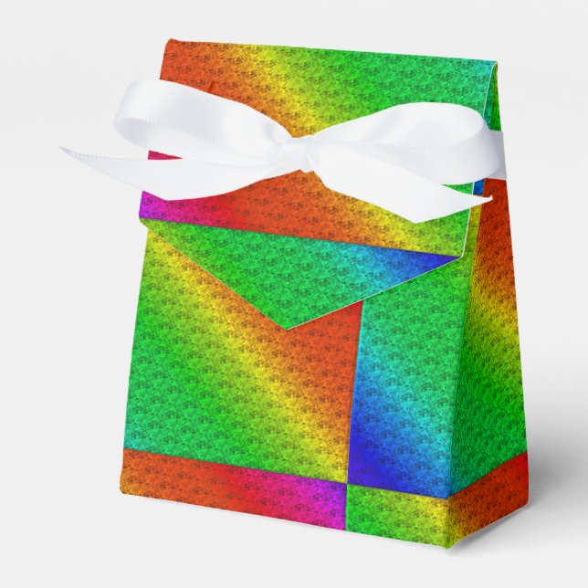 Diag Rainbow Gradient Floral Pattern Red Green Favour Box (Front Side)