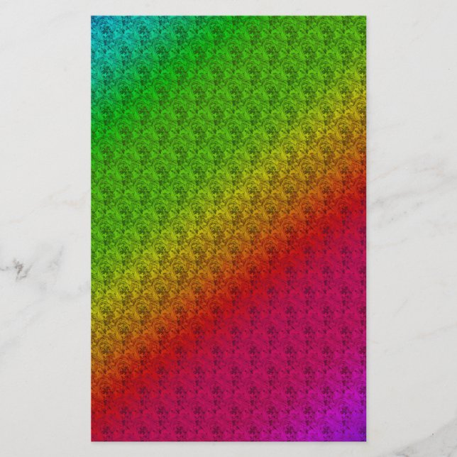Diag Rainbow Gradient Floral Pattern Red Green Flyer (Front)