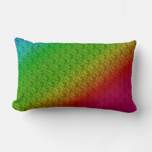 Diag Rainbow Gradient Floral Pattern Red Green Lumbar Cushion