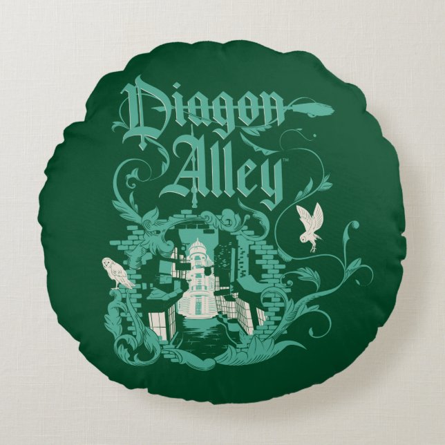 DIAGON ALLEY™ Vintage Graphic Round Cushion (Front)