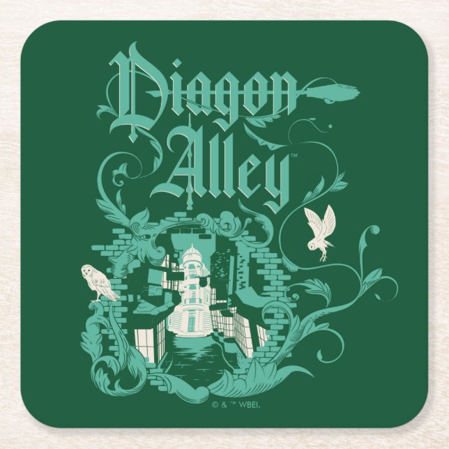 DIAGON ALLEY™ Vintage Graphic Square Paper Coaster (Front)