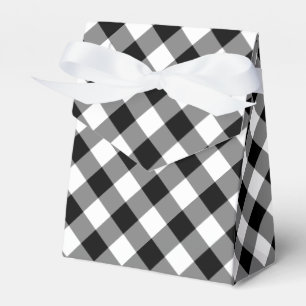 Diagonal Black and White Gingham Plaid favour box