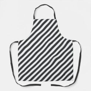 Diagonal black and white stripes  pattern apron