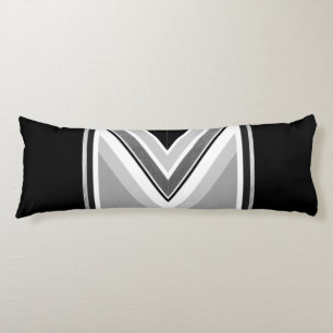 Diagonal black grey stripe body cushion
