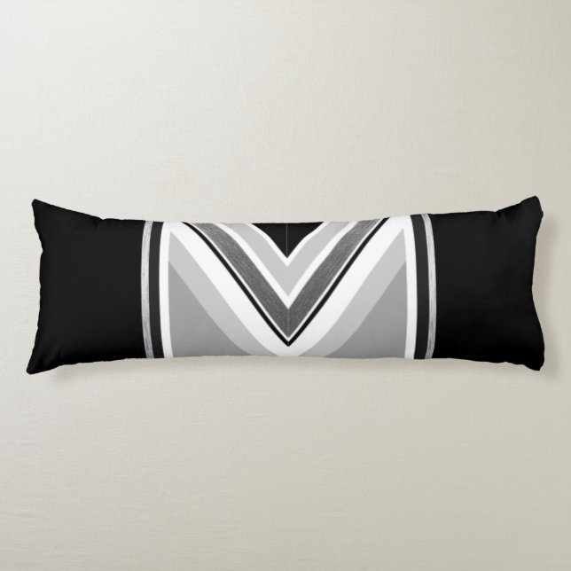 Diagonal black grey stripe body cushion (Front)