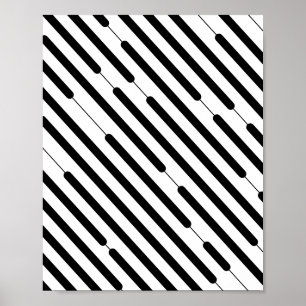 Diagonal Black Hash Lines Poster