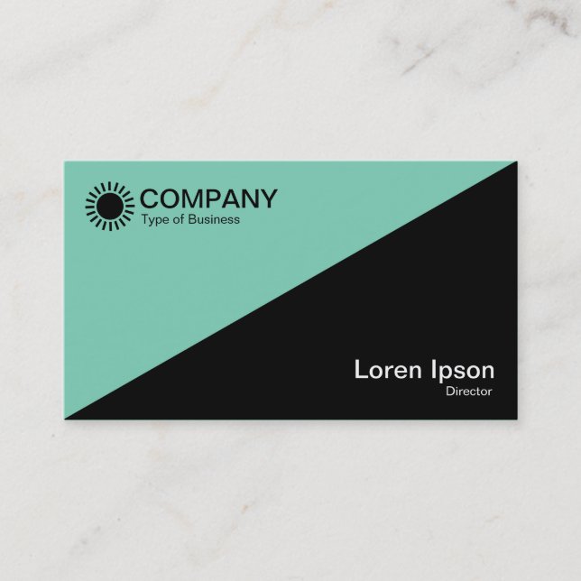 Diagonal - Black with Green 7dcfb6 Business Card (Front)