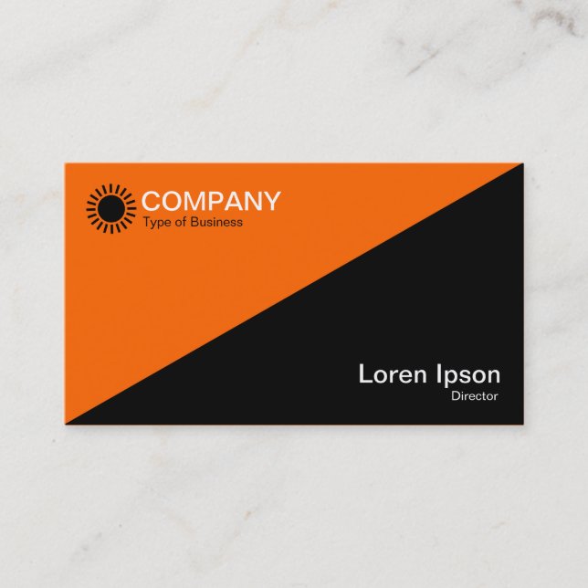 Diagonal - Black with Orange FF6600 Business Card (Front)