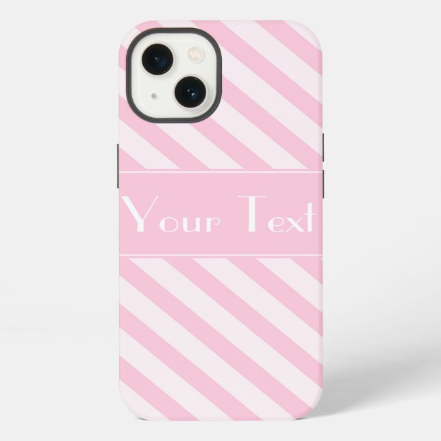 Diagonal Blossom Pink Stripes customise monogram iPhone Case (Back)