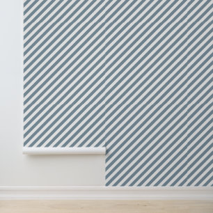 Diagonal blue and white stripes pattern wallpaper