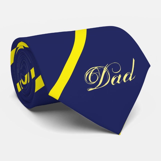 Diagonal blue and yellow dad neck tie (Rolled)