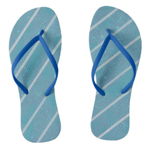 Diagonal Blue Silver Grey Stripes FlipFlops