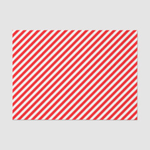Diagonal Candy Cane Stripes-Christmas Red & White Tissue Paper