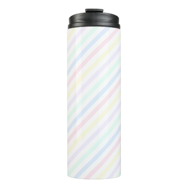Diagonal Candy Stripe Vintage Pattern Thermal Tumbler (Front)