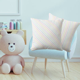 Diagonal Candy Stripes Retro Pastel Cushion