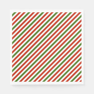 Diagonal Christmas Stripes red and green Napkin