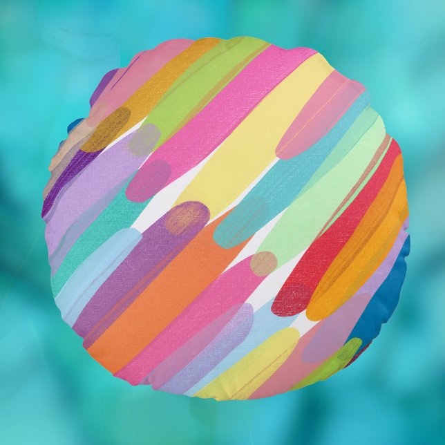 Diagonal Colour Strokes, Abstract Painting Round Cushion (Creator Uploaded)