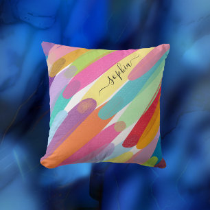 Diagonal Colour Strokes, Name, Abstract Painting Cushion