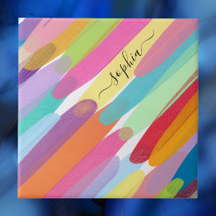 Diagonal Colour Strokes, Name, Abstract Painting Tile