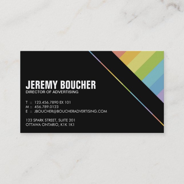 Diagonal Coloured Stripes - Multi Business Card (Front)