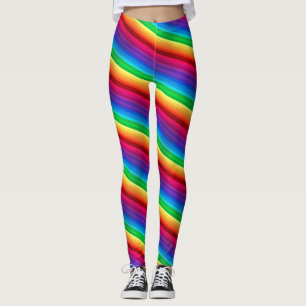 Diagonal Colourful Rainbow Stripped Leggings