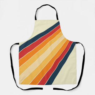 Diagonal colourful retro style sun rays apron