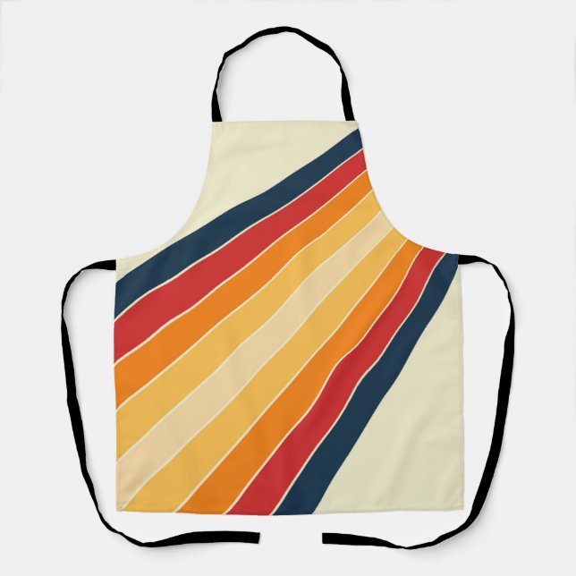 Diagonal colourful retro style sun rays apron (Front)