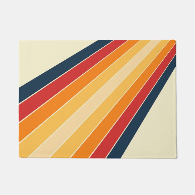 Diagonal colourful retro style sun rays doormat (Front)
