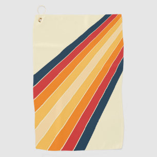 Diagonal colourful retro style sun rays golf towel