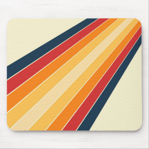 Diagonal colourful retro style sun rays mouse mat