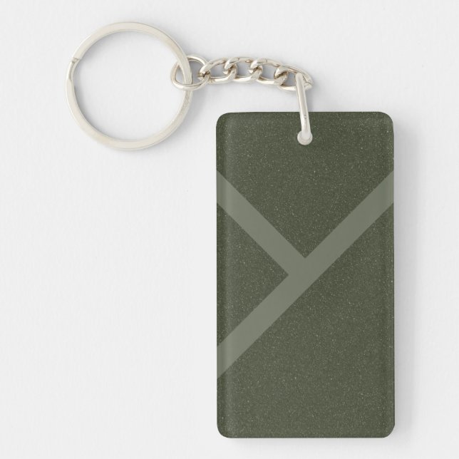 Diagonal Cross Keychain – Moss Green Acrylic (Front)