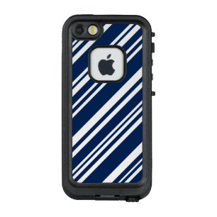 Diagonal Dark Blue and White Stripes LifeProof FRÄ’ iPhone SE/5/5s Case