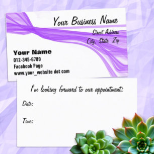 Diagonal Flowing Violet Streaks Appointment Card
