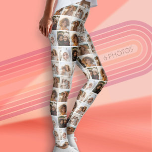 Diagonal Funky Photo Grid with 6 Photos Leggings