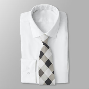 Diagonal Gingham in Charcoal, Light Grey, White Tie