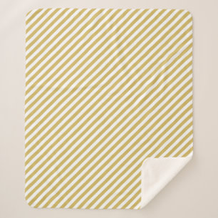 Diagonal golden yellow and white stripes pattern sherpa blanket