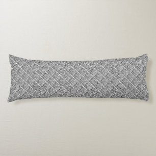 Diagonal Graphical Silver Woven Burlap Body Cushion