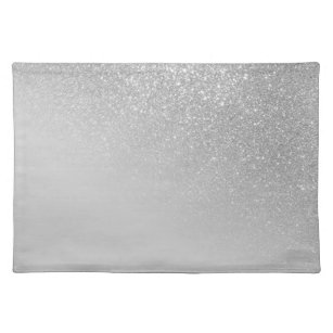 Diagonal Gray Silver Glitter Gradient Ombre Placemat